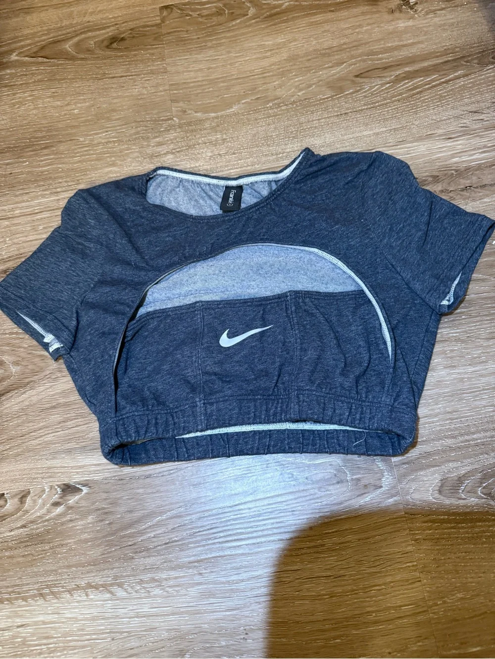 Custom Nike Dark Blue Cropped Athletic Top with White Swoosh, never worn